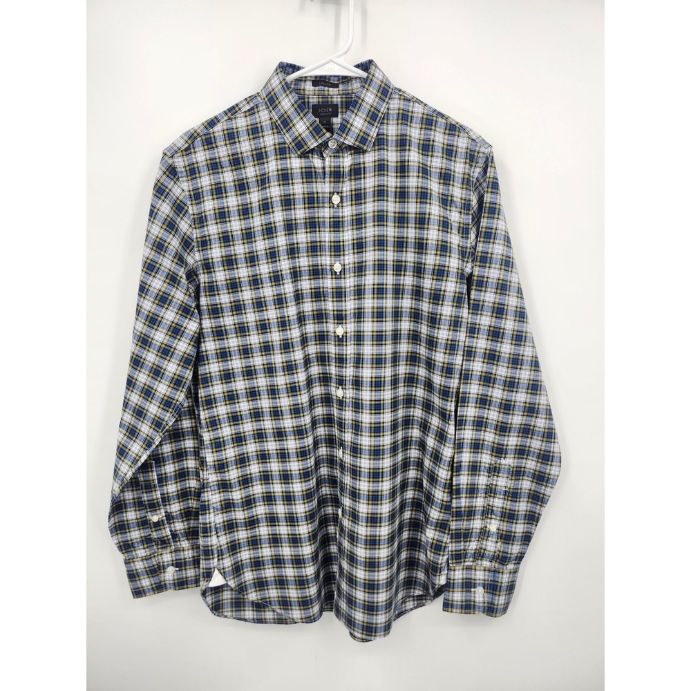 J.Crew Ludlow Button Down Mens Size M Blue Yellow Plaid 120s 2-Ply Cotton G7458